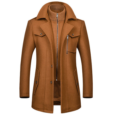 Fashion Men's Woolen Coat Double Collar Cold-resistant