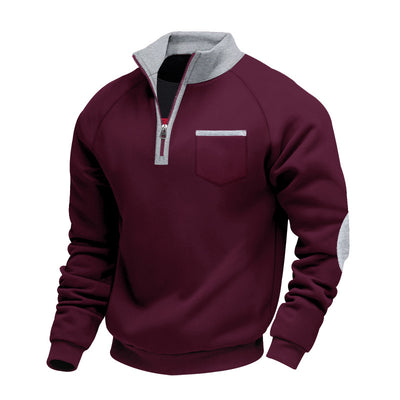 Zip-up Stand Collar Stylish Long-sleeve Sweatshirt