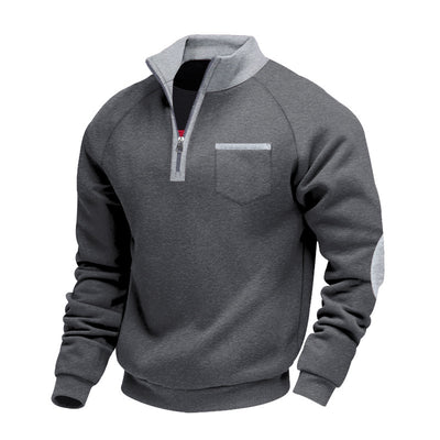 Zip-up Stand Collar Stylish Long-sleeve Sweatshirt