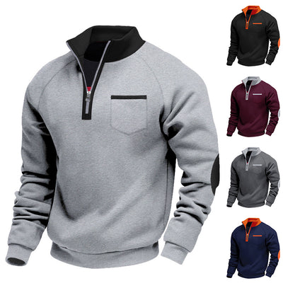 Zip-up Stand Collar Stylish Long-sleeve Sweatshirt