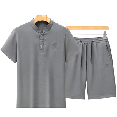 Ice Silk Short-Sleeve Shirt Summer Mid- To Older-Aged Men's