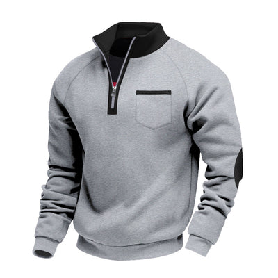Zip-up Stand Collar Stylish Long-sleeve Sweatshirt