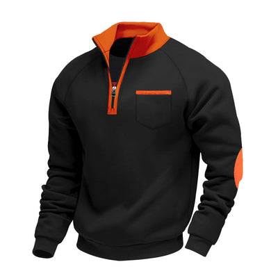 Zip-up Stand Collar Stylish Long-sleeve Sweatshirt