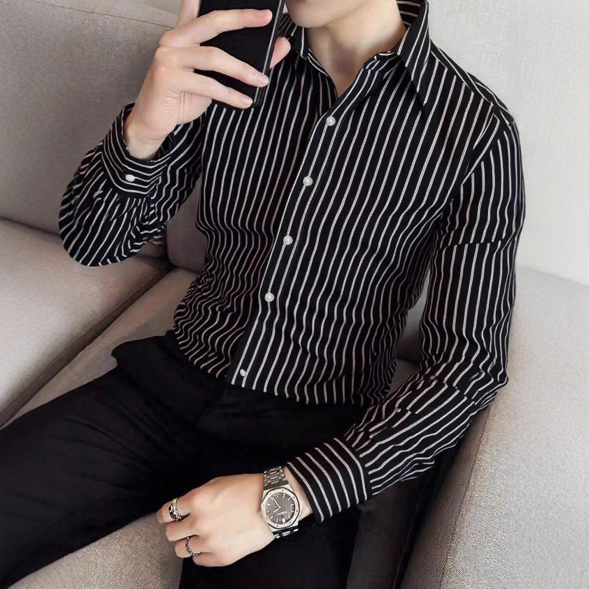 Men's Casual Fashionable Long-sleeved Shirt