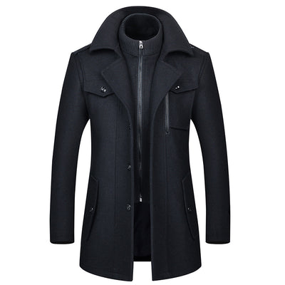 Fashion Men's Woolen Coat Double Collar Cold-resistant