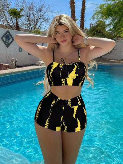 Fashion Split Printed Two-piece Suit Swimsuit