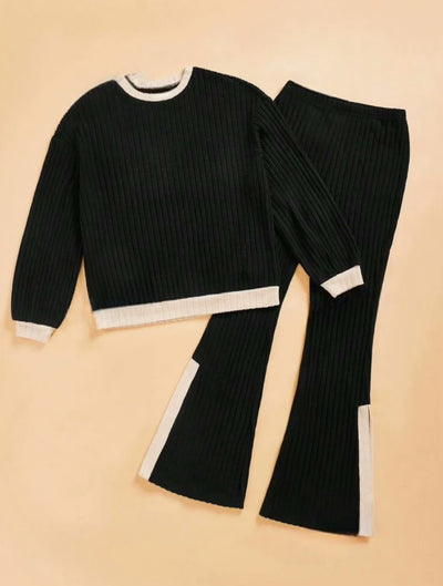 Autumn And Winter Casual Loose High-waist Slit Set