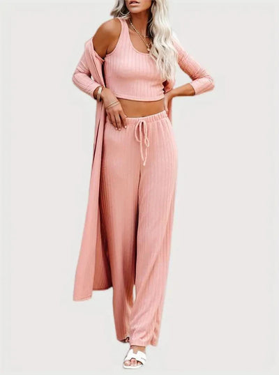Knitwear Cardigan With Vest Pants Three-piece Set