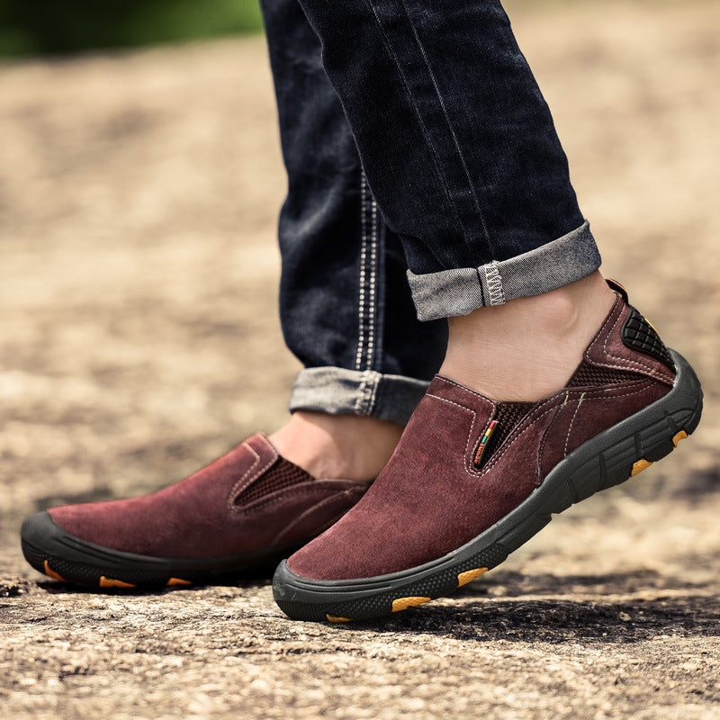 Leather hiking shoes