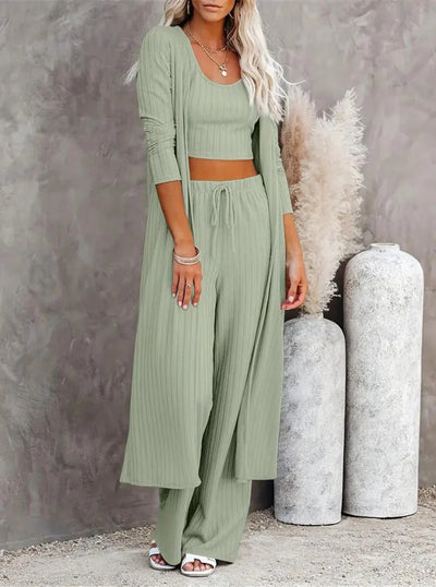 Knitwear Cardigan With Vest Pants Three-piece Set