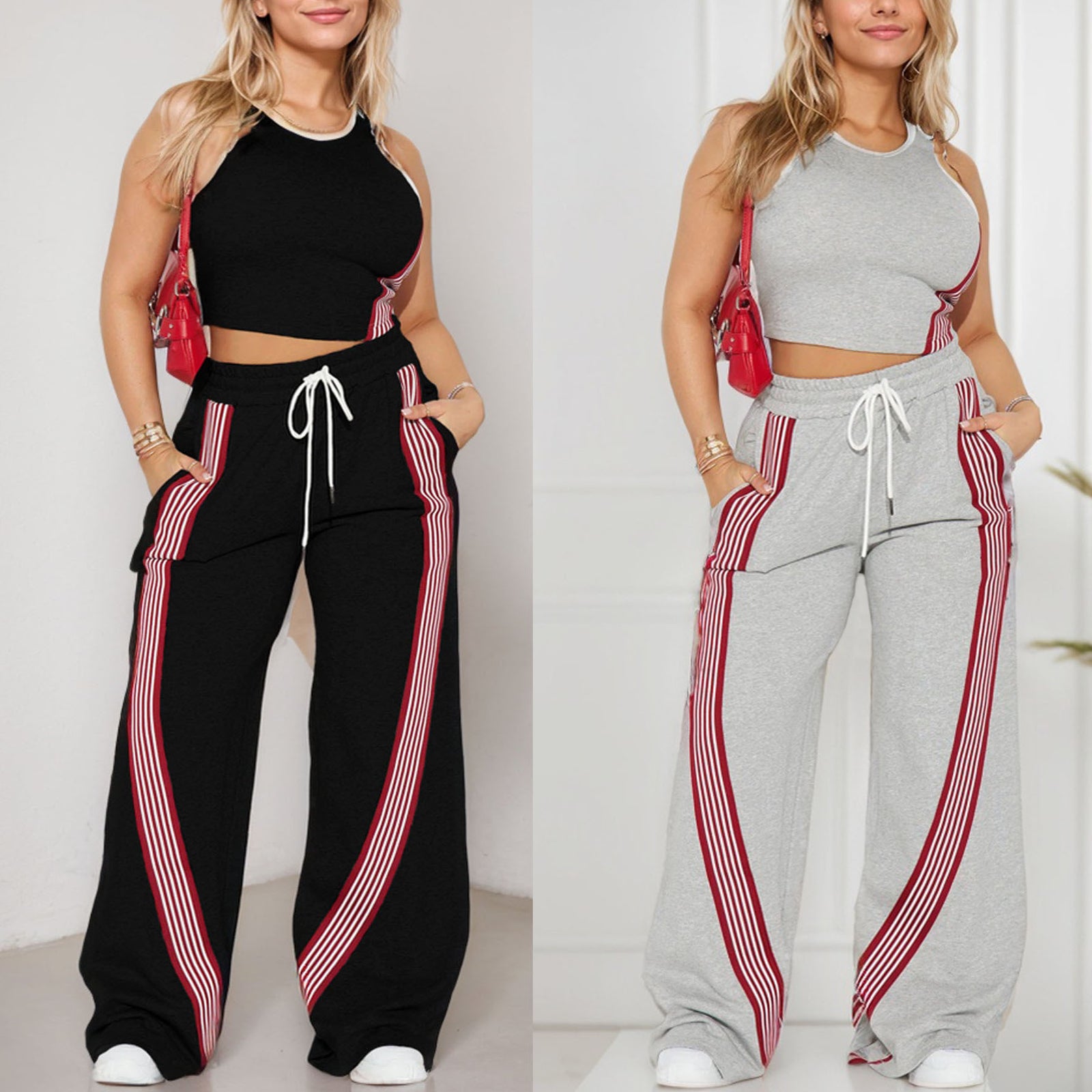 Tight Tank Top And Straight-leg Pants Two-piece Set