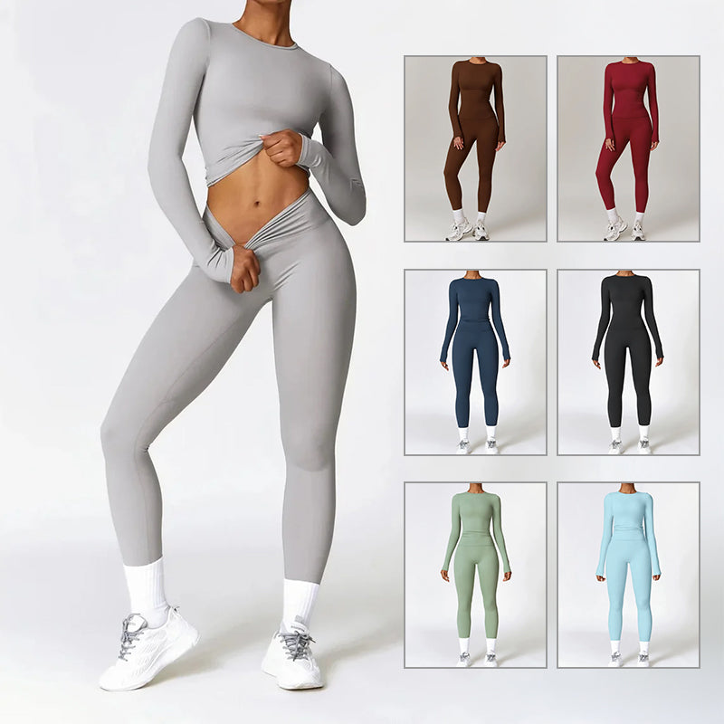Tight-fitting Brushed Yoga Suit Fitness Long Sleeve