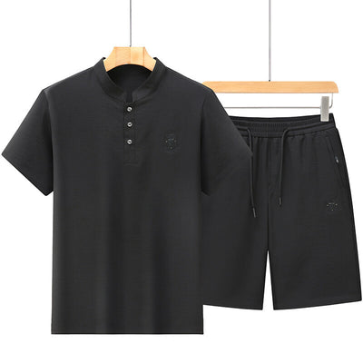 Ice Silk Short-Sleeve Shirt Summer Mid- To Older-Aged Men's