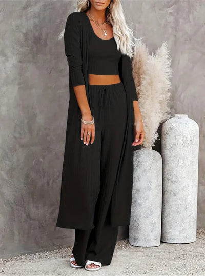 Knitwear Cardigan With Vest Pants Three-piece Set