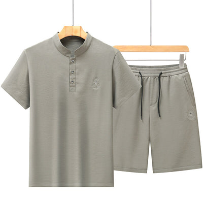Ice Silk Short-Sleeve Shirt Summer Mid- To Older-Aged Men's