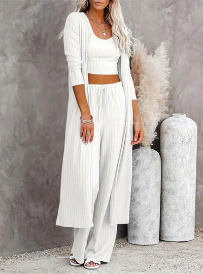 Knitwear Cardigan With Vest Pants Three-piece Set