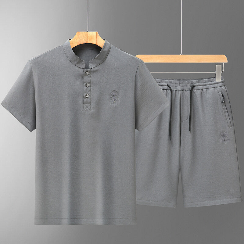 Ice Silk Short-Sleeve Shirt Summer Mid- To Older-Aged Men's