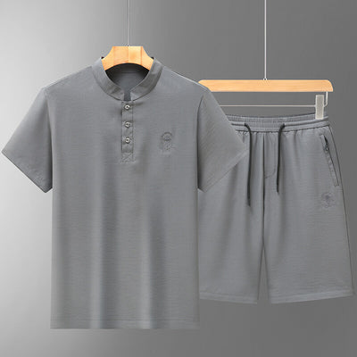 Ice Silk Short-Sleeve Shirt Summer Mid- To Older-Aged Men's