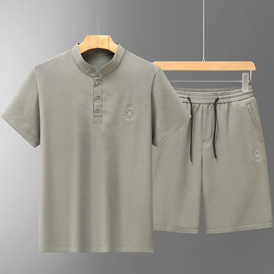 Ice Silk Short-Sleeve Shirt Summer Mid- To Older-Aged Men's