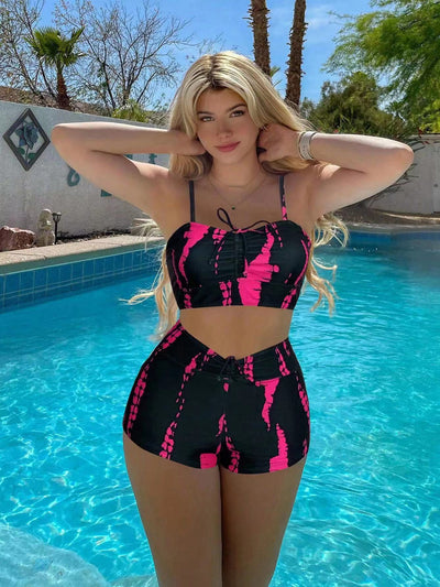 Fashion Split Printed Two-piece Suit Swimsuit