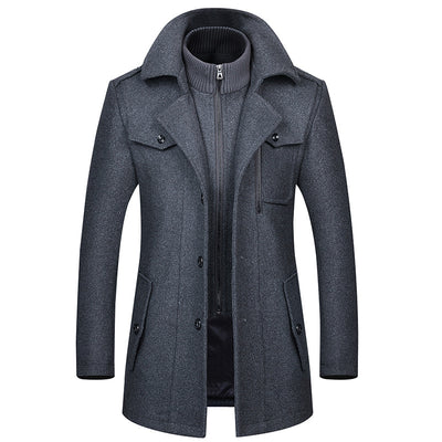 Fashion Men's Woolen Coat Double Collar Cold-resistant